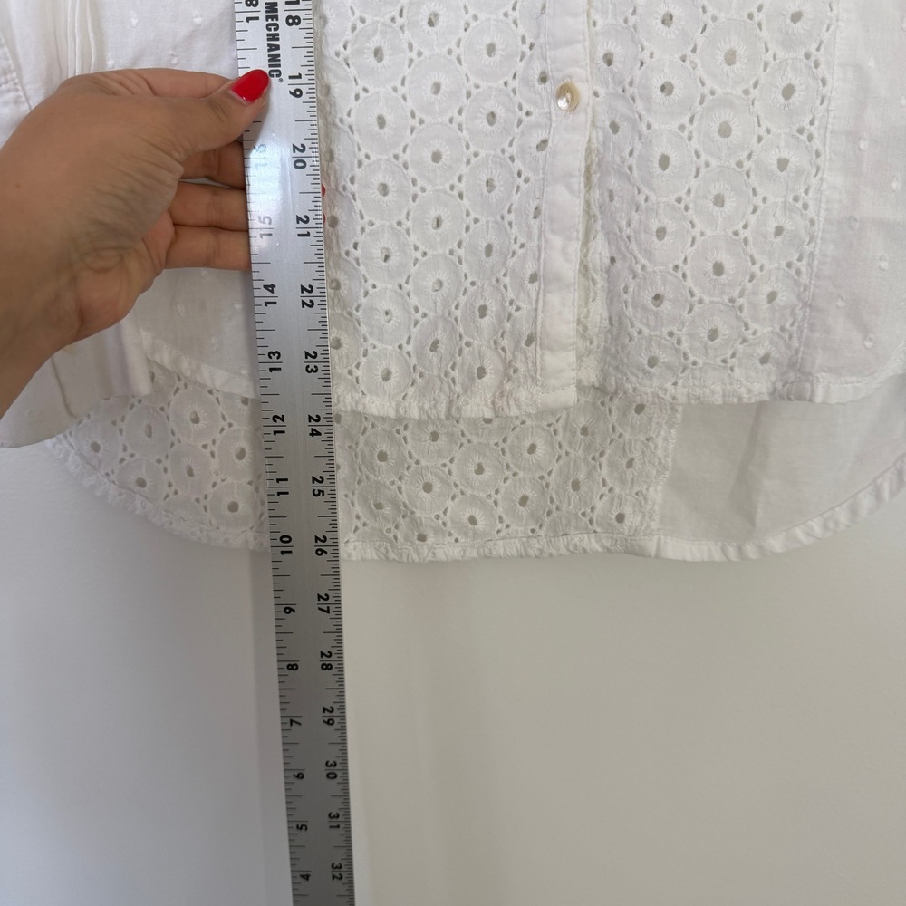 Sundance Womens‎ White Cotton Eyelet Lace Swiss Dot Patchwork Button Shirt XS - Picture 8 of 8